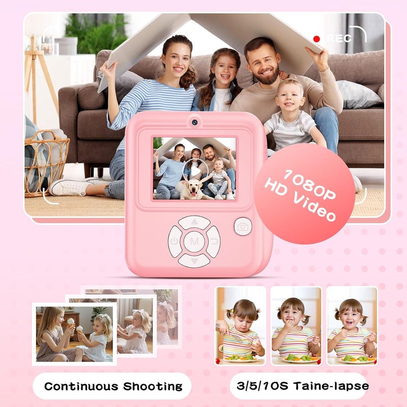 MINIBEAR Kids Camera Instant Print Color Photos, Dual-Lens Instant Print Camera for Kids, Toddler Portable Travel Digital Camera Toy for 6 7 8 Year Old Boys Girls Christmas Birthday Gifts 64GB Card - Image 4